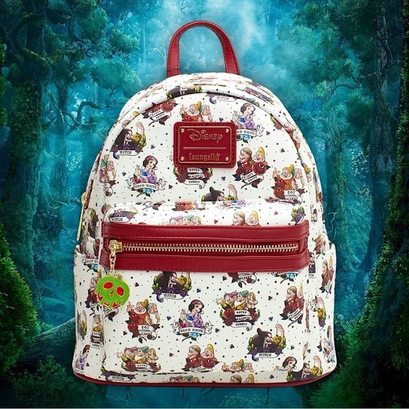 NWT LOUNGEFLY DISNEY PRINCESS Snow White Traditional‎ Tattoo Print Mini Backpack - Picture 1 of 6